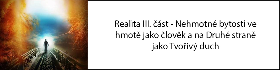 Realita III. část - Nehmotné bytosti ve hmotě jako člověk a na Druhé straně jako Tvořivý duch